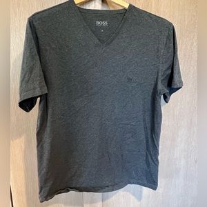 Mens Hugo Boss Slim Fit V-Neck Gray Tee NWOT